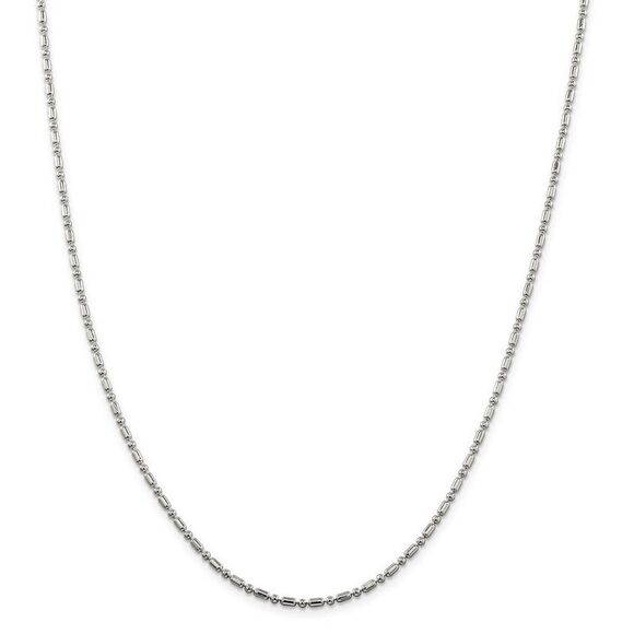 2mm Sterling Silver Fancy Beaded Chain Necklace, 16 Inch - Picture 3 of 8